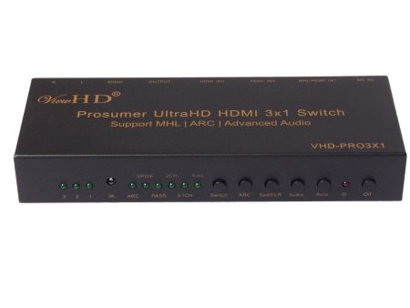 ViewHD Prosumer HDMI 3x1 Ultra HD   4K | Auto Switch | ARC | Audio Extraction | The Ultimate HDMI Switch | VHD-PRO3X1 Online Sale