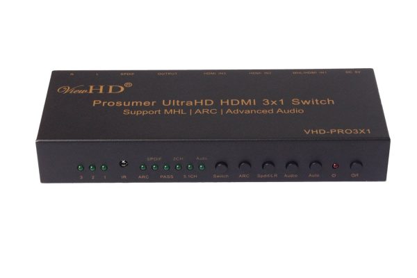 ViewHD Prosumer HDMI 3x1 Ultra HD   4K | Auto Switch | ARC | Audio Extraction | The Ultimate HDMI Switch | VHD-PRO3X1 Online Sale