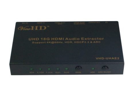 ViewHD UHD 18G HDMI Audio Extractor Splitter Support HDMI v2.0 | HDCP v2.2 | 4K@60Hz | HDR | ARC | 3.5MM Analog Audio Output | Toslink Optical Audio Output | HDMI Audio Output | Model: VHD-UHAE2 Online