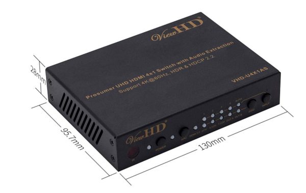 ViewHD Prosumer UHD HDMI 4X1 Switch with Audio Extraction | 18Gbps | 4K@60Hz | Dolby Vision & HDR | HDCP 2.2 | Model: VHD-U4X1AS Fashion