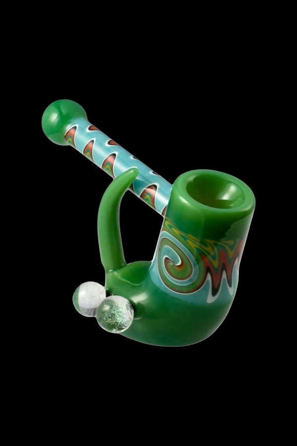 Crush Fang Bubbler Pipe w Dual Galaxy Marbles For Cheap