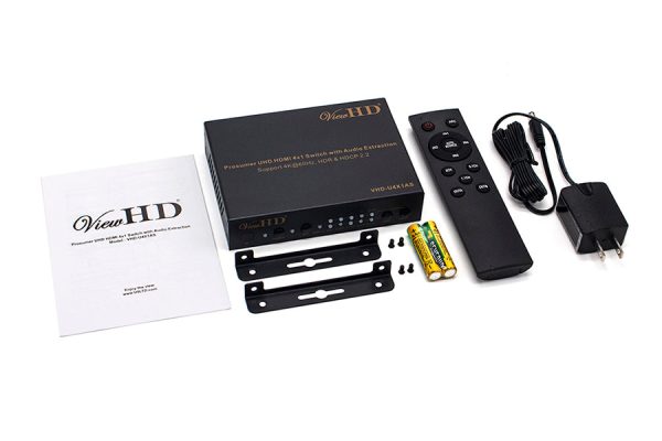 ViewHD Prosumer UHD HDMI 4X1 Switch with Audio Extraction | 18Gbps | 4K@60Hz | Dolby Vision & HDR | HDCP 2.2 | Model: VHD-U4X1AS Fashion