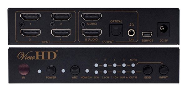 ViewHD Prosumer UHD HDMI 4X1 Switch with Audio Extraction | 18Gbps | 4K@60Hz | Dolby Vision & HDR | HDCP 2.2 | Model: VHD-U4X1AS Fashion