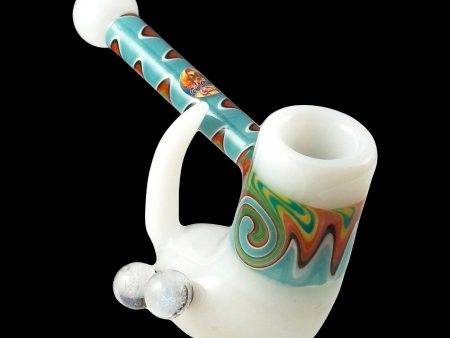 Crush Fang Bubbler Pipe w Dual Galaxy Marbles For Cheap