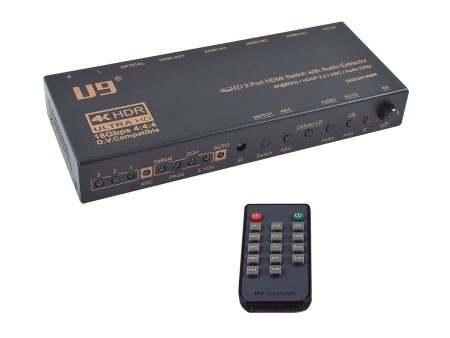 U9 ViewHD HDMI 3x1 HDMI 2.0 Switch with Audio Extractor Support 4K@60Hz   HDCP 2.2   ARC   Audio EDID Selection   Toslink + Analog RCA L R | Remote Control | Input Auto Switching On Off | Model: UHD3X1ABK Online now