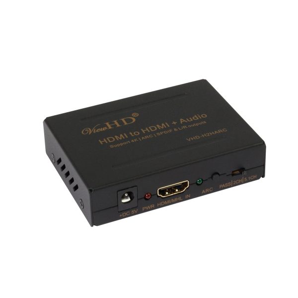 ViewHD HDMI Audio Extractor Support Ultra HD | 4K | ARC | TOSLINK Optical Audio Output + RCA L R Audio Converter | VHD-H2HARC Supply