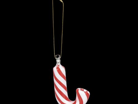 Santa s Secret Hangable Glass Christmas Ornament Hand Pipe - Candy Cane Fashion