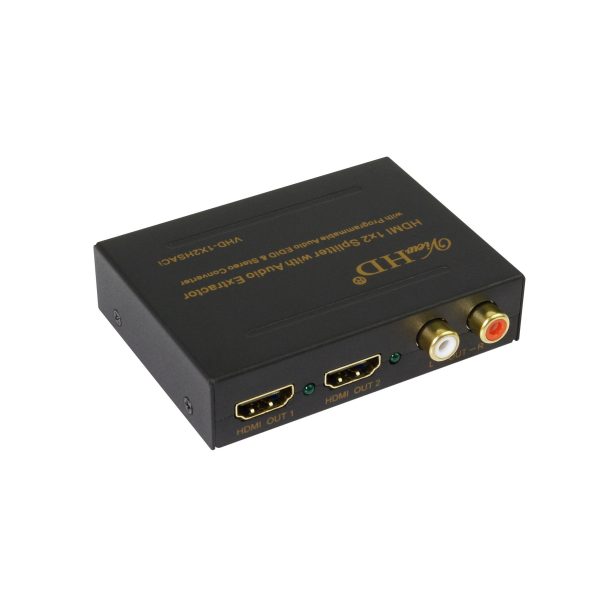 ViewHD HDMI 1x2 Splitter with Integrated Audio Extractor and D2A Stereo Audio Converter | Support Digital TOSLINK and Analog L R Stereo Audio Outputs | VHD-1X2HSACi For Discount