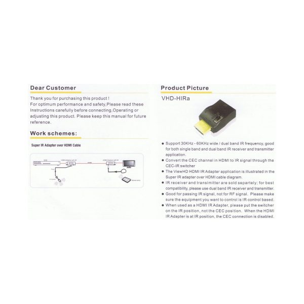 ViewHD HDMI IR Extender Adapter | VHD-HIRa For Discount