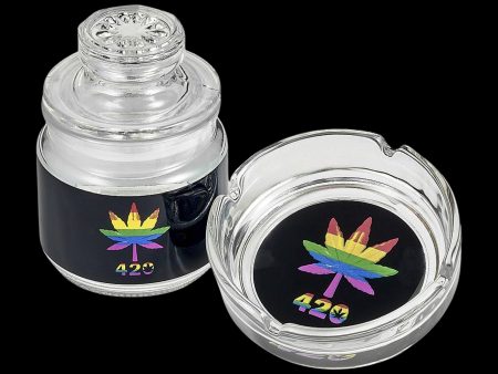 Roast & Toast Rainbow Leaf Ashtray & Stash Jar Set Discount