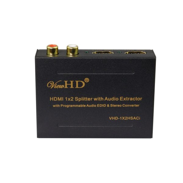 ViewHD HDMI 1x2 Splitter with Integrated Audio Extractor and D2A Stereo Audio Converter | Support Digital TOSLINK and Analog L R Stereo Audio Outputs | VHD-1X2HSACi For Discount