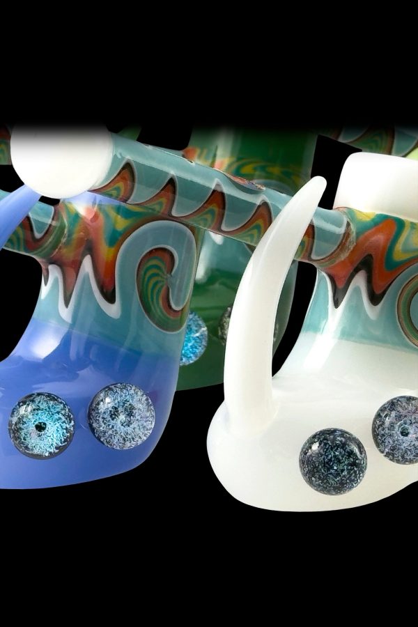 Crush Fang Bubbler Pipe w Dual Galaxy Marbles For Cheap