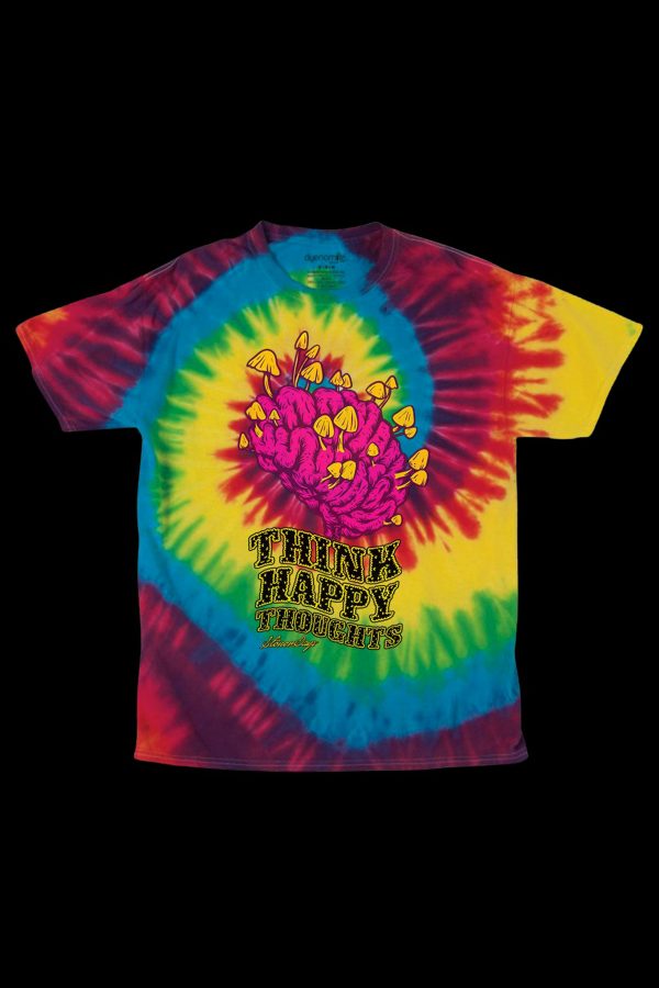 StonerDays Think Happy Thoughts Rainbow Tie Dye T-Shirt on Sale