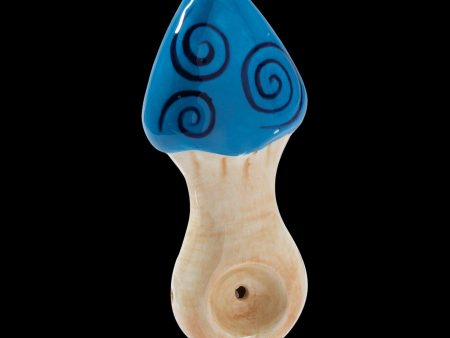 Wacky Bowlz Blue Swirl Mushroom Ceramic Pipe For Cheap