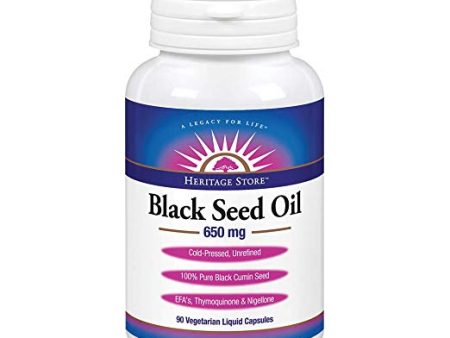 HERITAGE STORE - Black Seed Oil 650 mg - 90 Vegetarian Liquid Capsules Hot on Sale