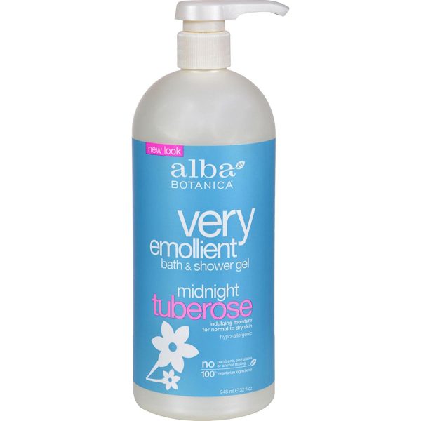 ALBA BOTANICA - Very Emollient Bath & Shower Gel Midnight Tuberose - 32 fl. oz. (946 ml) Supply