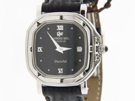 Raymond Weil 9892 Women s Parsifal Steel Square Case Black Dial Leather Watch Supply