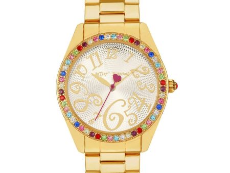 Betsey Johnson Ladies Gold Tone Multi-color Stones Set Watch BJ00048-57 For Discount