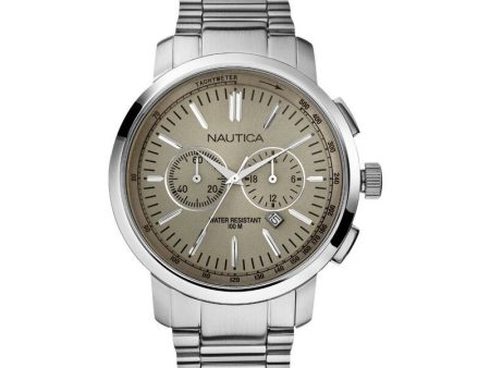 Nautica Men s A22602G Classic Chron Bracelet   NCT 800 Beige Dial Watch Fashion