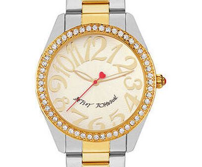 Betsey Johnson Women s BJ00190-11 Crystal Accented Bezel Two Tone Quartz Watch Online Hot Sale